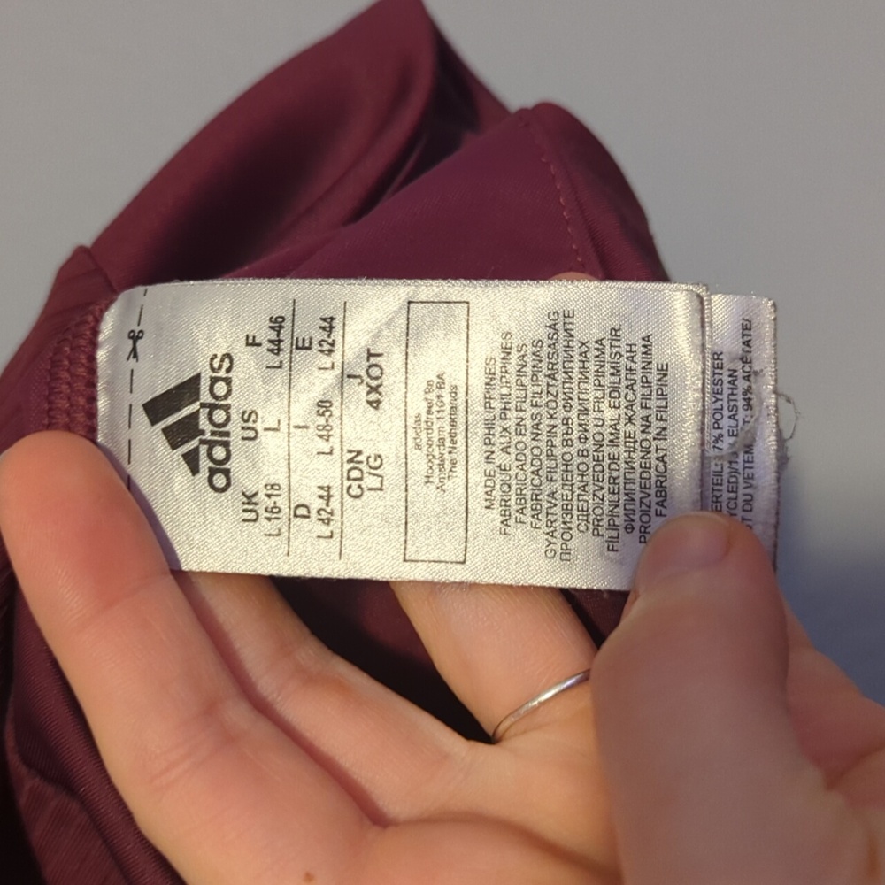 Adidas Maroon Ribbed Sports Bra Or Cropped Top Large - Picture 2 of 7